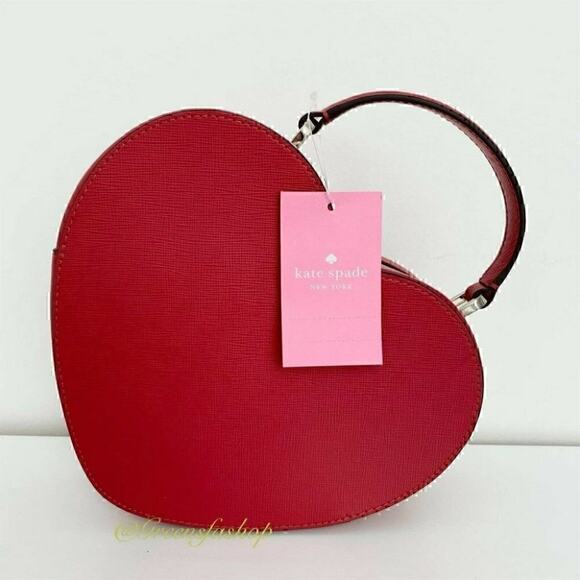 NWT Kate Spade Love Shack Heart Crossbody Purse Leather Candied Cherry Red - Picture 5 of 12